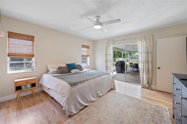 940 SW 52nd Ave, Plantation, FL 33317 - bedroom with access to outside, light wood-type flooring, and ceiling fan