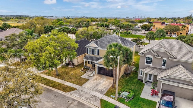 aerial view with a residential view