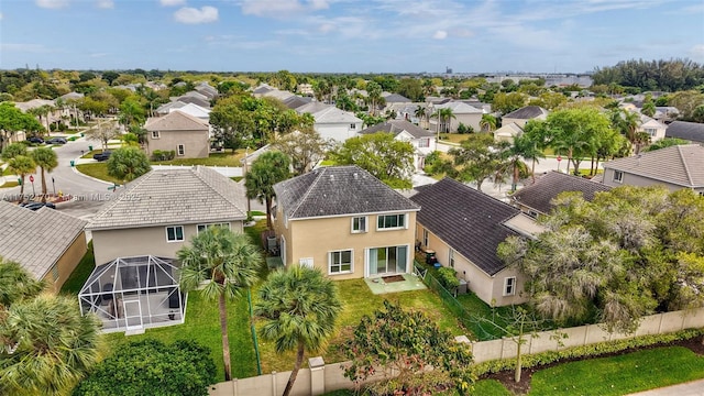 drone / aerial view with a residential view