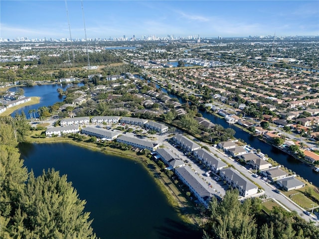 bird's eye view featuring a water view