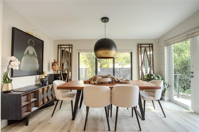 dining room featuring light wood-style flooring and a wealth of natural light