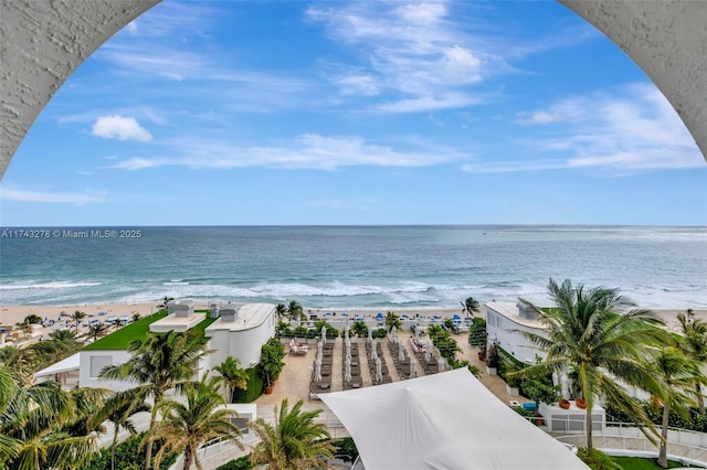 property view of water with a beach view