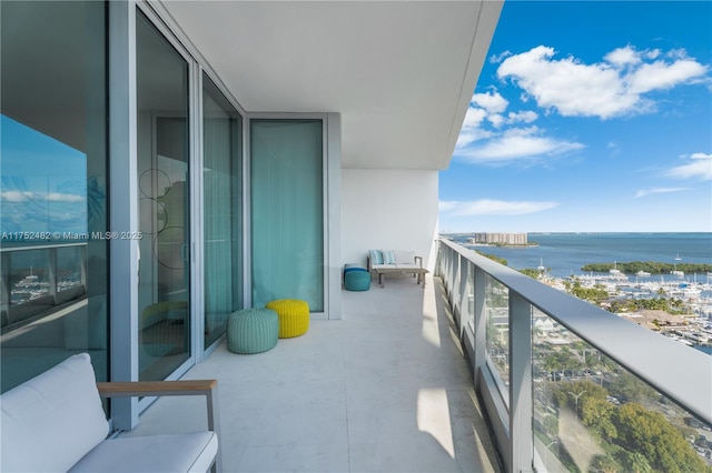 balcony with a water view