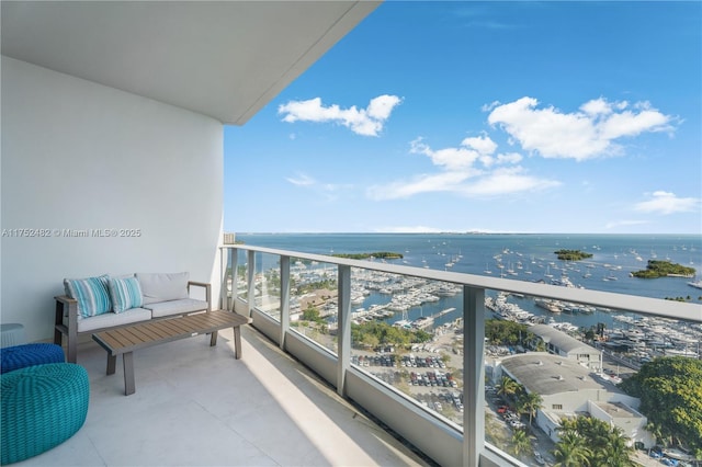 balcony with a water view