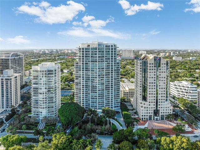 birds eye view of property with a city view