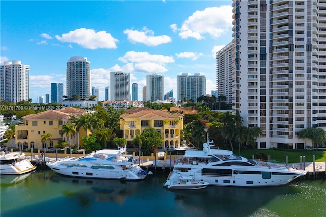 city view with a water view