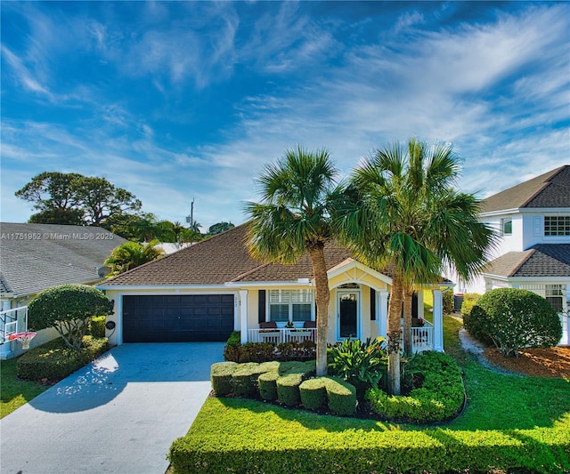 view of front of house featuring driveway, an attached garage, and stucco siding