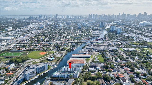 drone / aerial view featuring a city view