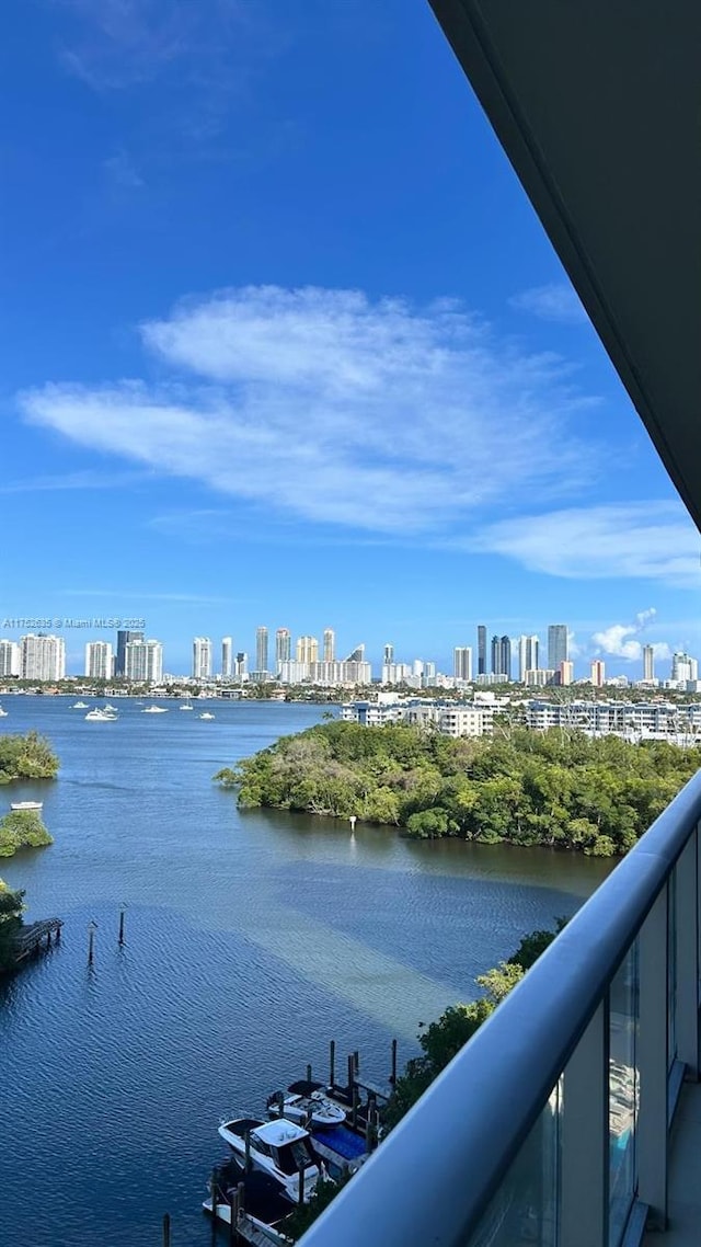 property view of water featuring a view of city