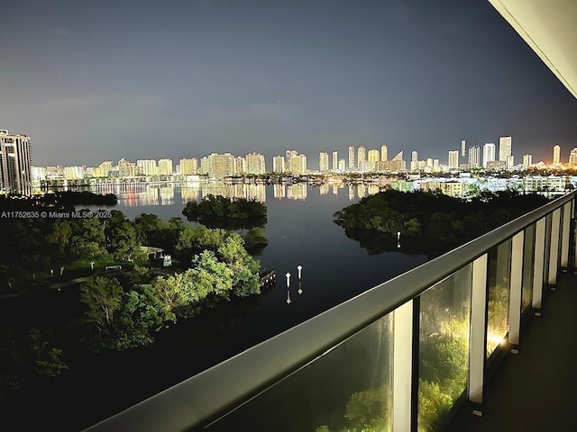 view of water feature with a view of city