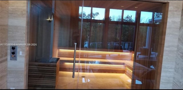 view of sauna