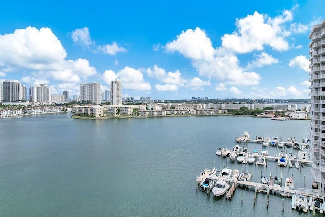 property view of water with a view of city