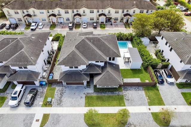 drone / aerial view with a residential view