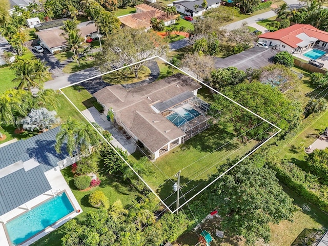 drone / aerial view featuring a residential view