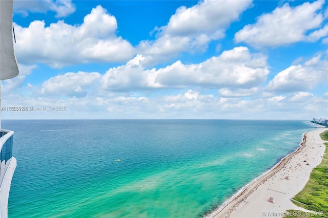 property view of water featuring a view of the beach