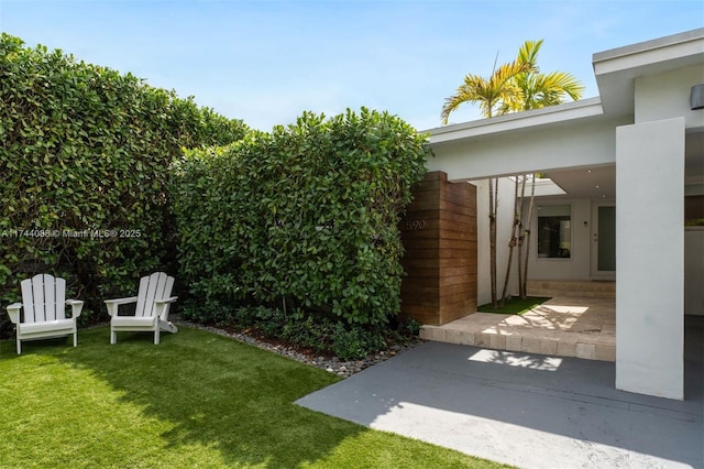 view of yard with a patio area