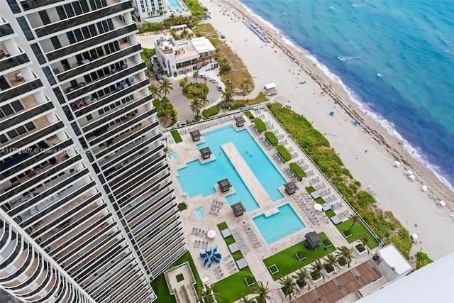 1830 S Ocean Dr Unit 3708, Hallandale Beach, FL 33009 - drone / aerial view of a pool area and waterfront with a beach