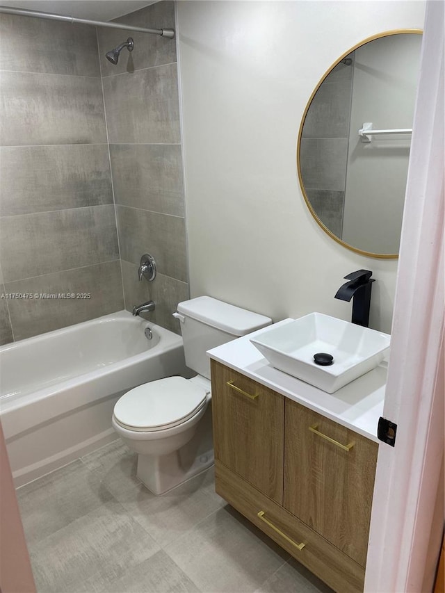 full bathroom featuring shower / bathtub combination, vanity, and toilet