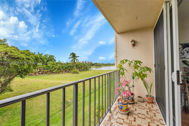 balcony with a water view