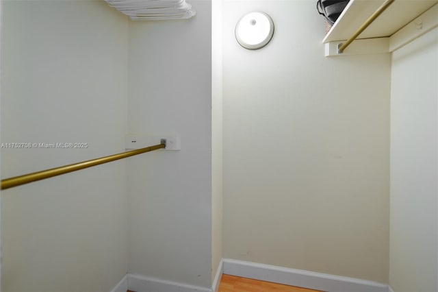 walk in closet featuring wood finished floors