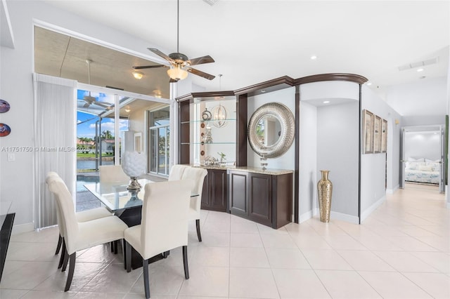 5135 Kensington Cir, Coral Springs, FL 33076 - dining room featuring a ceiling fan, light tile patterned floors, and recessed lighting