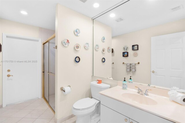 5135 Kensington Cir, Coral Springs, FL 33076 - full bathroom with vanity, a shower stall, tile patterned floors, and recessed lighting