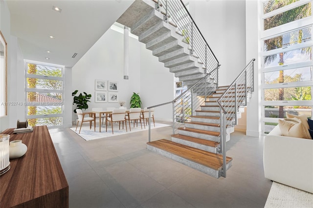 6080 SW 88th St, Pinecrest, FL 33156 - stairway with a towering ceiling and recessed lighting