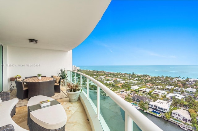 balcony with a water view