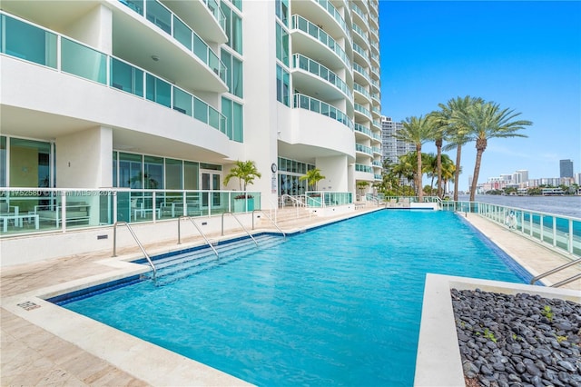 pool with a city view