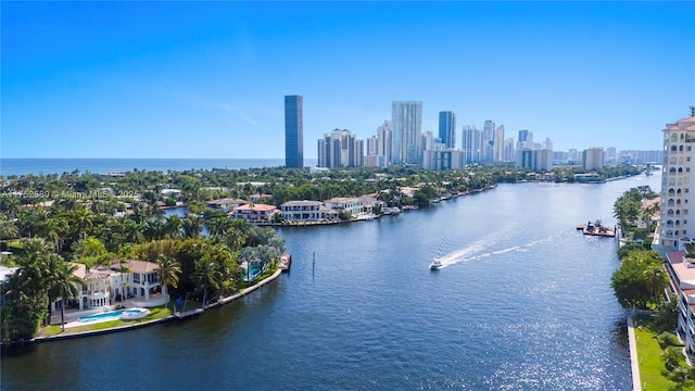 bird's eye view with a water view and a city view