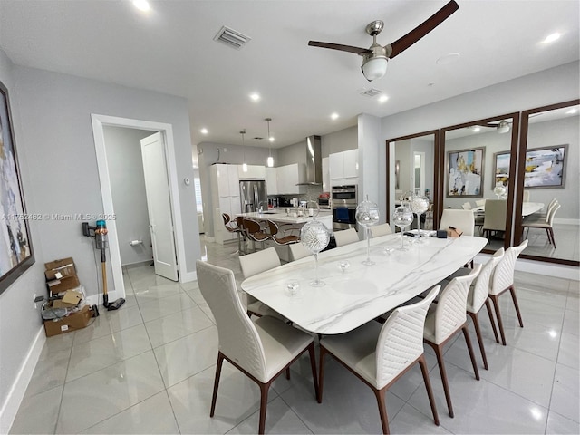 6651 NW 105th Pl Unit 6651, Doral, FL 33178 - dining area with baseboards, a ceiling fan, and recessed lighting