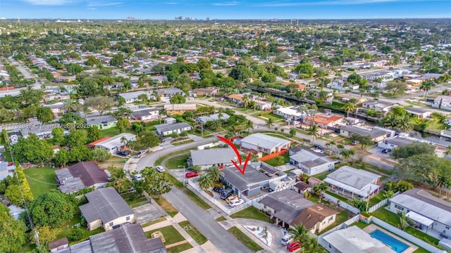 bird's eye view with a residential view