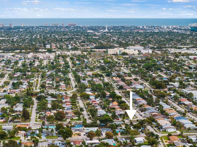 5801 NE 3rd Ave, Oakland Park, FL 33334 - birds eye view of property featuring a water view and a city view