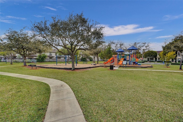 community play area featuring a yard