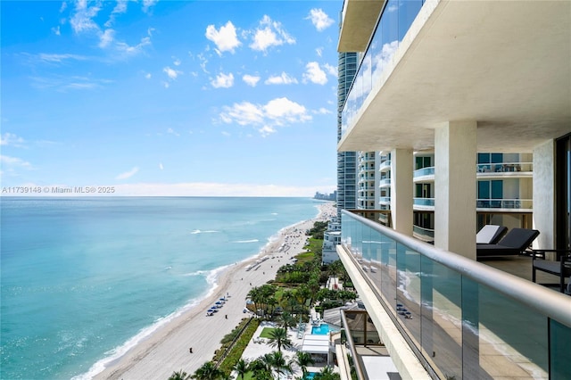 view of water feature featuring a beach view