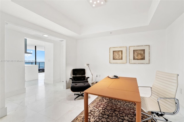 16275 Collins Ave Unit 1501, Sunny Isles Beach, FL 33160 - office space featuring marble finish floor, baseboards, and a tray ceiling