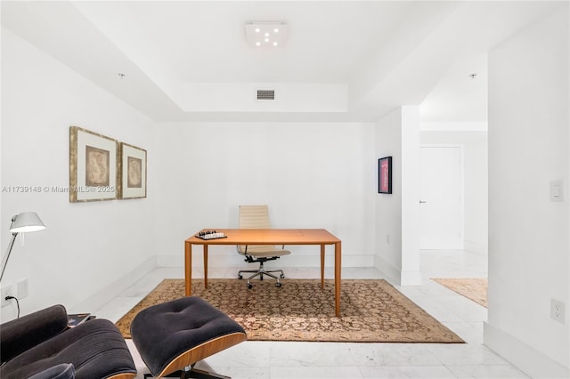 16275 Collins Ave Unit 1501, Sunny Isles Beach, FL 33160 - office space featuring a tray ceiling, visible vents, and baseboards
