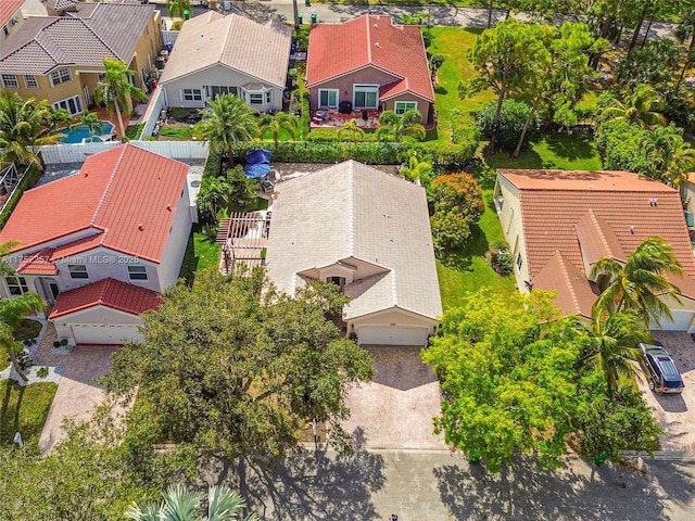 aerial view with a residential view