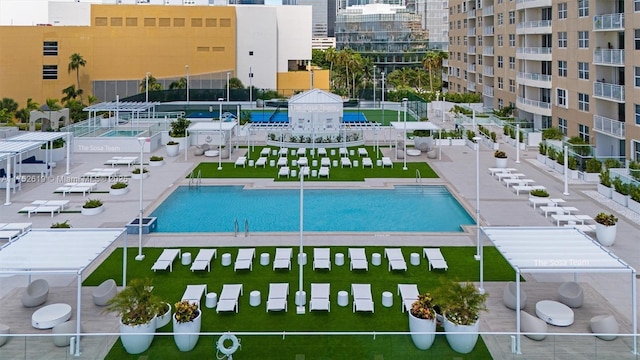 pool featuring a patio