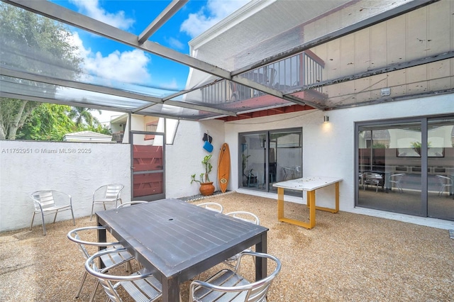 view of patio with fence and a pergola