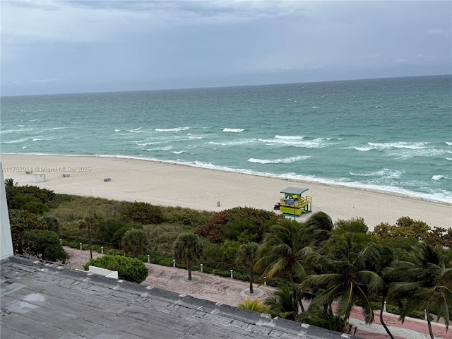 property view of water featuring a beach view