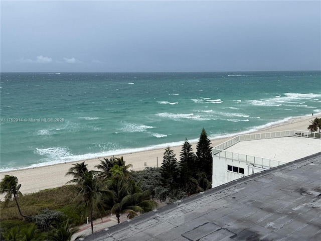 view of water feature featuring a beach view