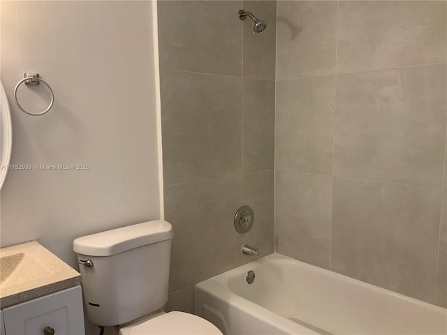 full bathroom with toilet,  shower combination, and vanity