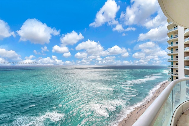 property view of water featuring a view of the beach