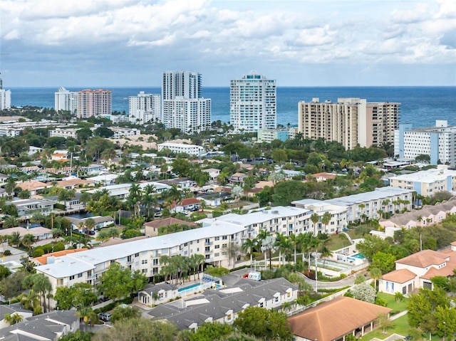 bird's eye view with a water view and a city view