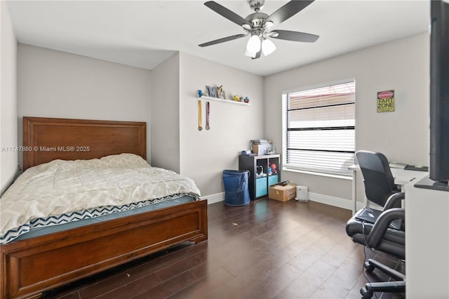 1089 SW 135th Pl, Miami, FL 33184 - bedroom featuring ceiling fan, dark wood-type flooring, and baseboards