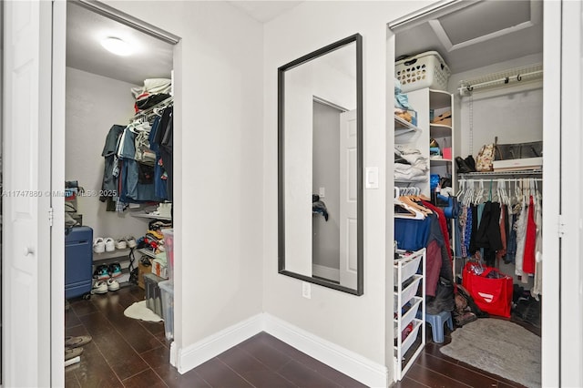 1089 SW 135th Pl, Miami, FL 33184 - walk in closet with dark wood finished floors and attic access