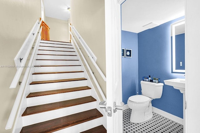 stairs with baseboards