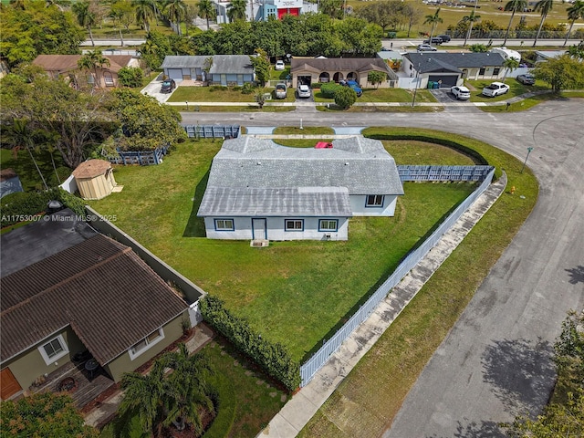 bird's eye view featuring a residential view