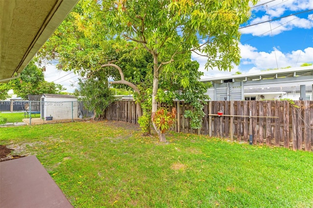 view of yard featuring a fenced backyard